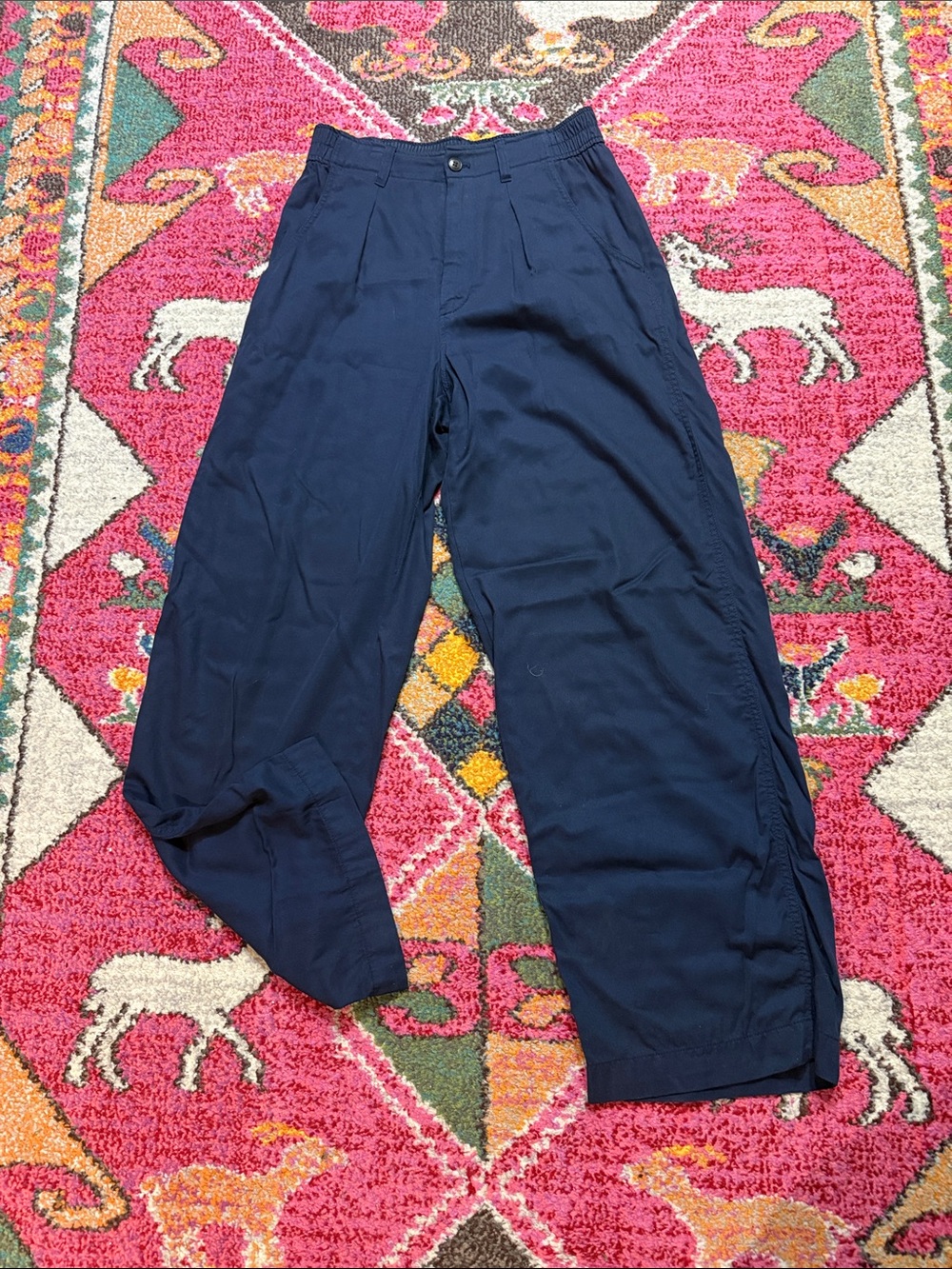 Madewell Navy High-Rise pleated front Wide Leg Pants in 8T